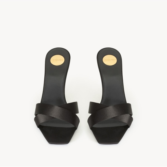 SAINT LAURENT Opyum Slide Sandal Heel in Noir 40 - Picture 3 of 14